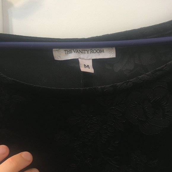 Black Velvet Dress Floral Burnout - Picture 4 of 5